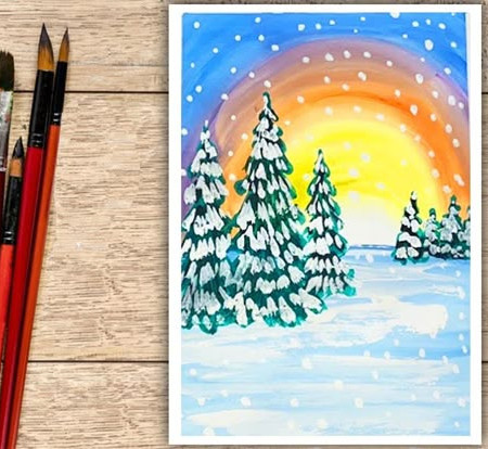  Рисуем зимний пейзаж